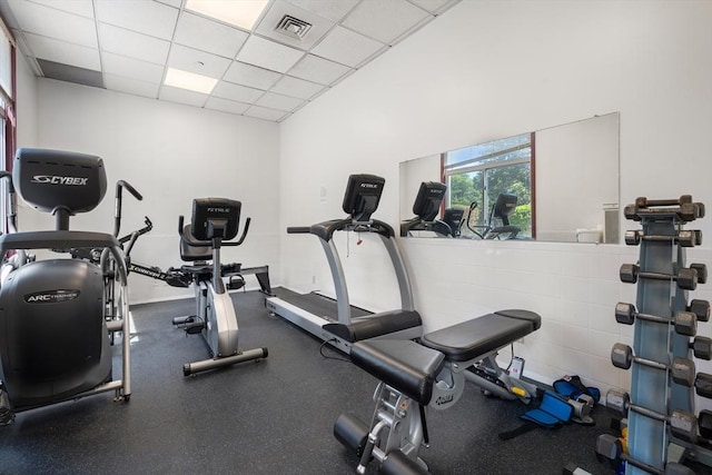 1010 Memorial Dr Unit 3F, Cambridge, MA 02138 - gym with a drop ceiling