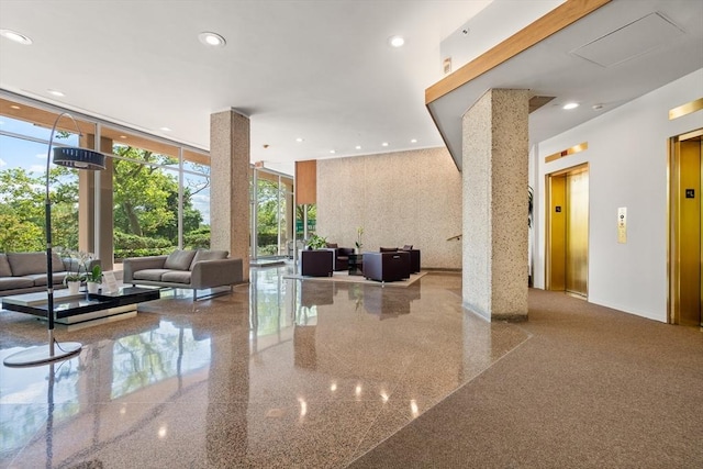1010 Memorial Dr Unit 3F, Cambridge, MA 02138 - common area with floor to ceiling windows and recessed lighting