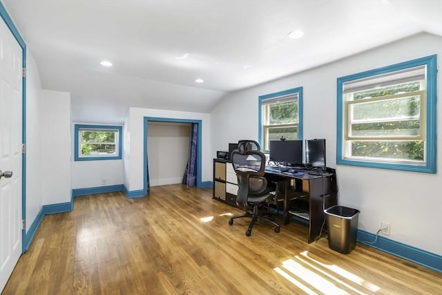 69 Powder Mill Rd, Maynard, MA 01754 - office space with lofted ceiling, wood finished floors, and recessed lighting
