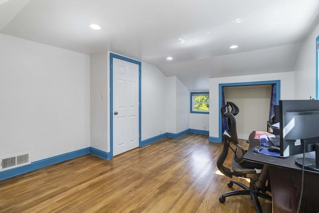 69 Powder Mill Rd, Maynard, MA 01754 - office space featuring wood finished floors, lofted ceiling, and recessed lighting