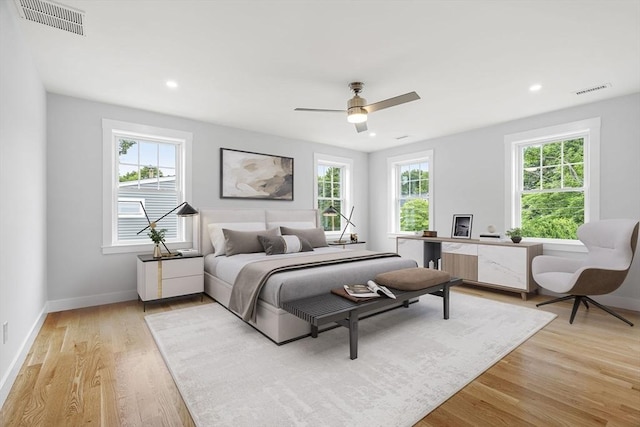 10 Whittier Rd, Natick, MA 01760 - bedroom featuring light wood-style flooring, recessed lighting, ceiling fan, and radiator heating unit