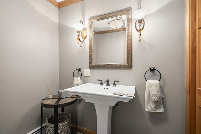 15 Wenlock Cir, Easton, MA 02356 - bathroom with crown molding and a baseboard radiator