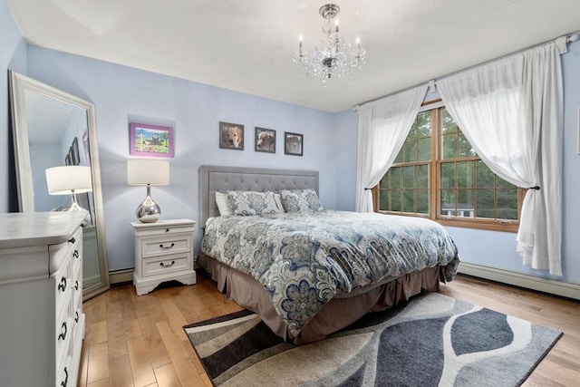 15 Wenlock Cir, Easton, MA 02356 - bedroom featuring light wood-style floors, a chandelier, and baseboard heating