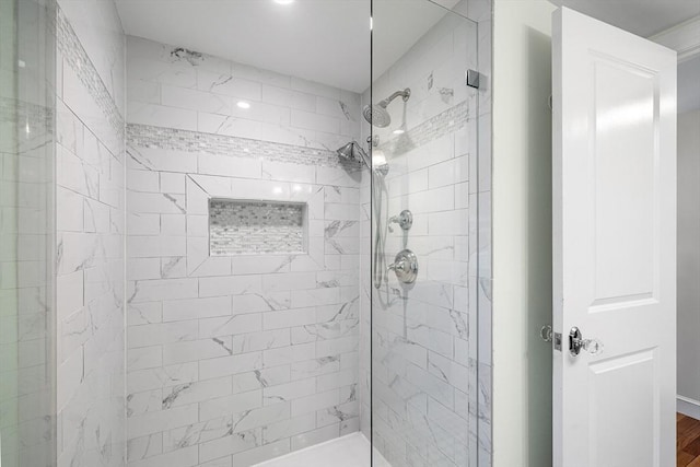 full bathroom featuring a stall shower