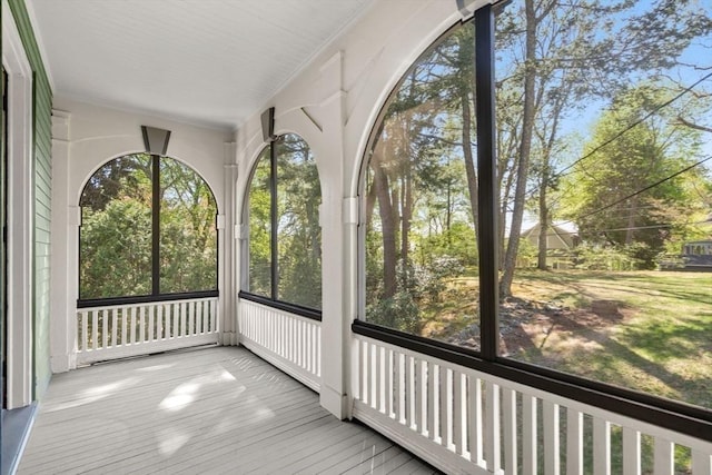view of unfurnished sunroom