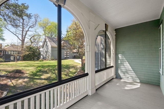 view of unfurnished sunroom