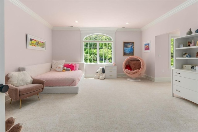6 Wayside Cir, Framingham, MA 01701 - bedroom featuring light carpet, crown molding, baseboards, and recessed lighting
