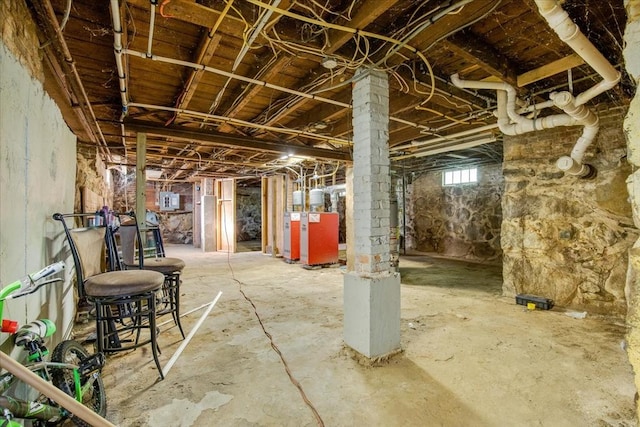 basement with water heater