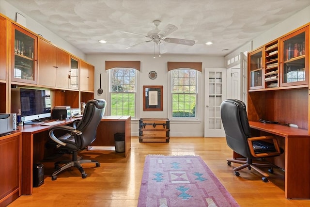 10 Deer Run Dr, Westford, MA 01886 - office space featuring built in study area, a ceiling fan, and light wood finished floors
