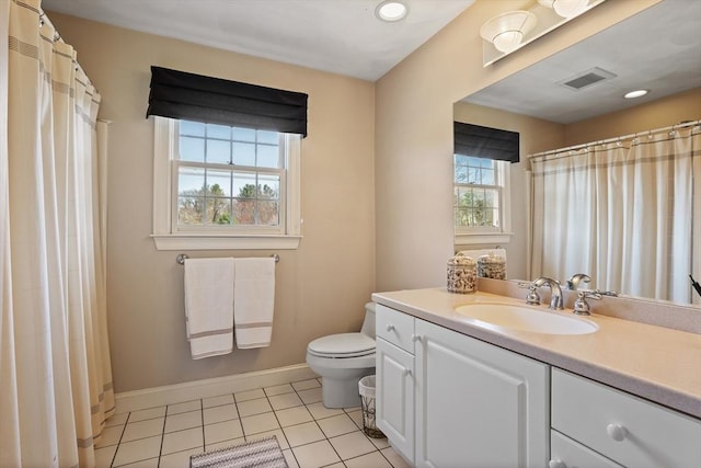 10 Deer Run Dr, Westford, MA 01886 - full bathroom featuring visible vents, tile patterned flooring, vanity, toilet, and baseboards