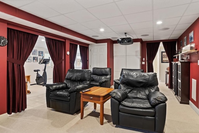 10 Deer Run Dr, Westford, MA 01886 - home theater room with carpet floors, recessed lighting, and a paneled ceiling