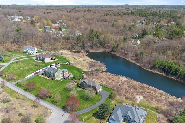 10 Deer Run Dr, Westford, MA 01886 - aerial view featuring a water view and a forest view