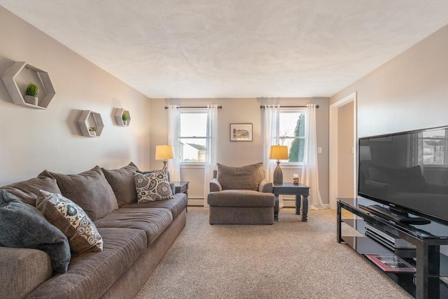 36 Emerald Dr, Lynn, MA 01094 - living room featuring light carpet and a baseboard radiator