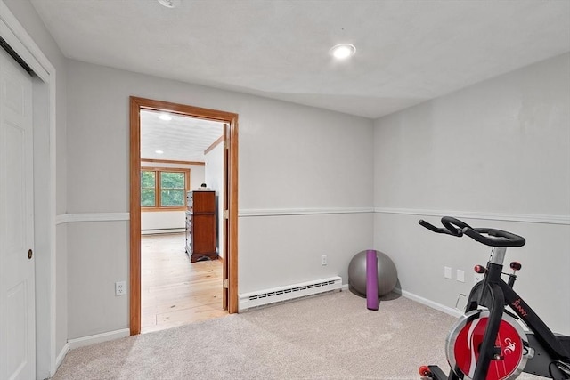 1 Sheffield Cir, Andover, MA 01810 - workout area with baseboard heating, carpet flooring, and recessed lighting