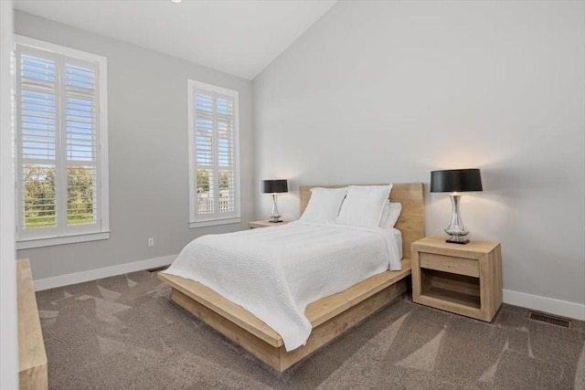 21 Brand Blvd Unit 21, Scituate, MA 02066 - bedroom with multiple windows, baseboards, carpet flooring, and lofted ceiling