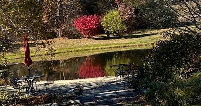view of yard with a water view