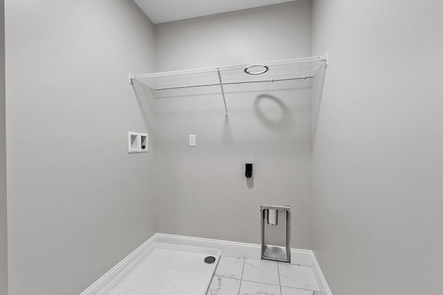 168 Justice Hill Rd Oakmont, Unit Oakmont, Sterling, MA 01564 - laundry room with washer hookup, marble finish floors, baseboards, and electric dryer hookup
