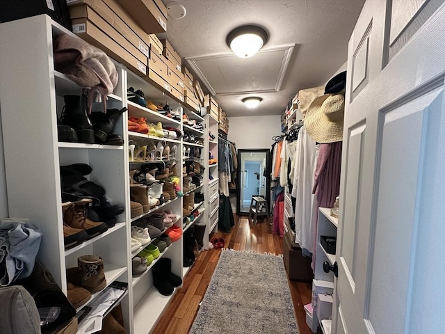 spacious closet featuring wood-type flooring