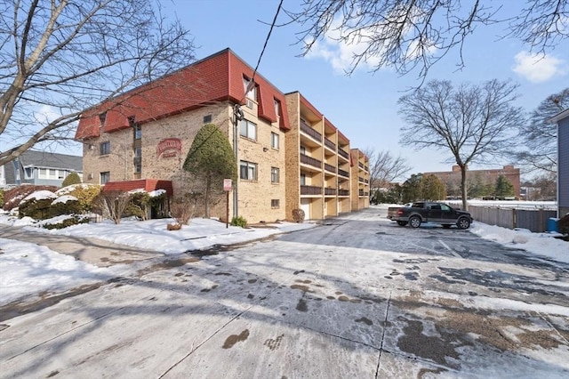 view of snow covered property