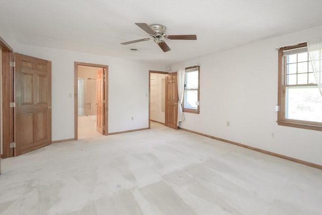 19 Spruce Pond Rd Unit 19, Franklin, MA 02038 - unfurnished bedroom with baseboards, ensuite bath, light carpet, and a ceiling fan