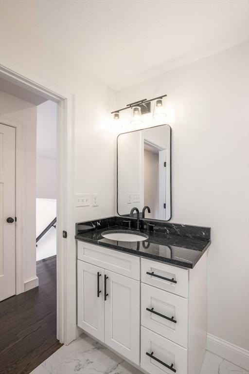 40 Jackson Ln, Barre, MA 01005 - bathroom with marble finish flooring, vanity, and baseboards