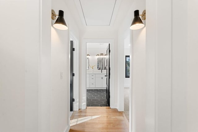 hall featuring light wood-style floors