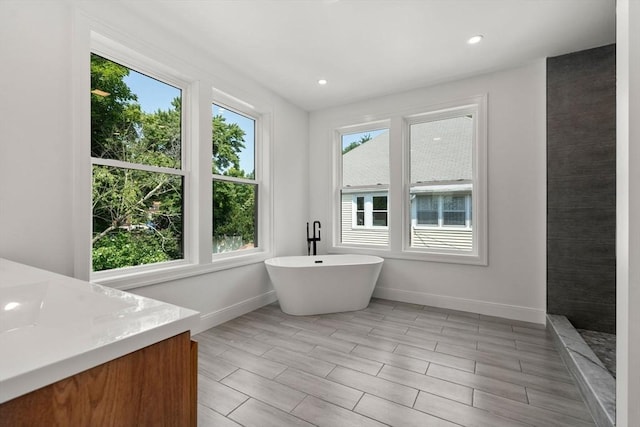 bathroom featuring vanity and a bathtub