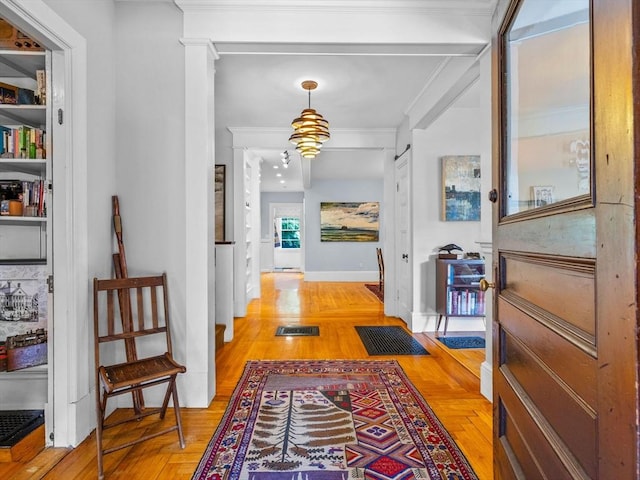 4 Greenough Ave, Boston, MA 02130 - hall featuring light wood-style flooring and ornamental molding