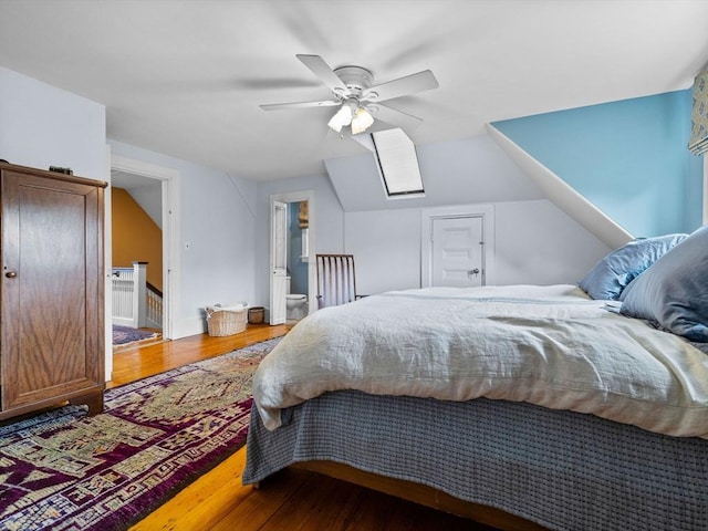 4 Greenough Ave, Boston, MA 02130 - bedroom with wood finished floors, a skylight, and ceiling fan