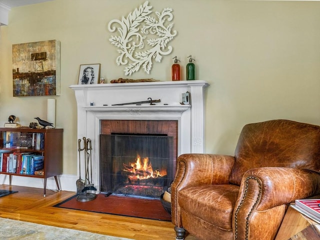 4 Greenough Ave, Boston, MA 02130 - sitting room featuring a fireplace with flush hearth and wood finished floors