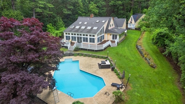 41B Washington St, Boxford, MA 01921 - view from above of property with a forest and a pool area