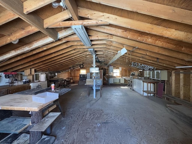 view of unfinished attic