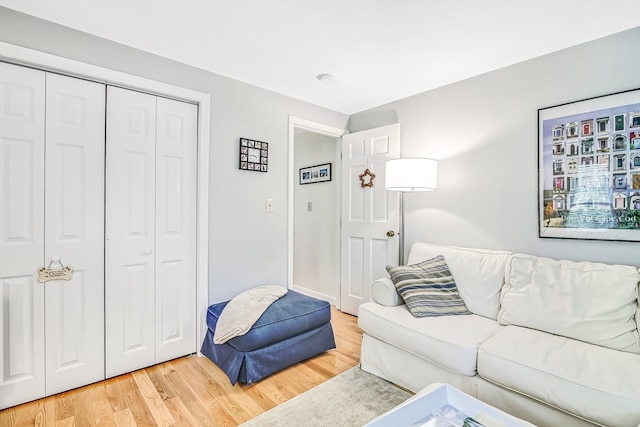 living room with wood-type flooring