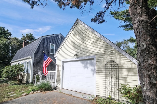 exterior space featuring a garage