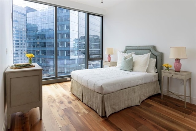 bedroom with light hardwood / wood-style flooring