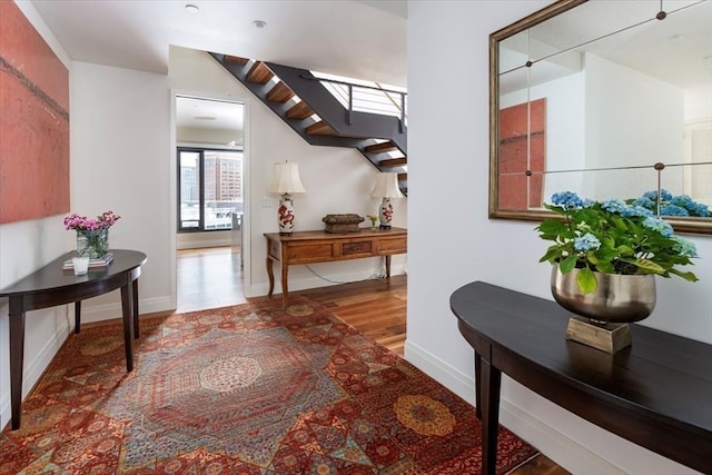 hall featuring light hardwood / wood-style flooring