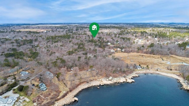 aerial overview of property's location with a nearby body of water