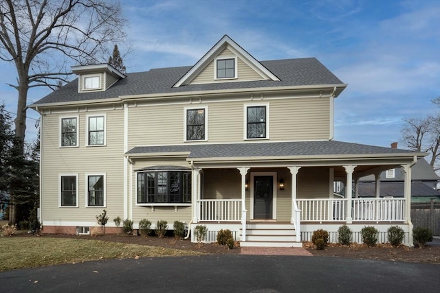 view of front facade featuring covered porch