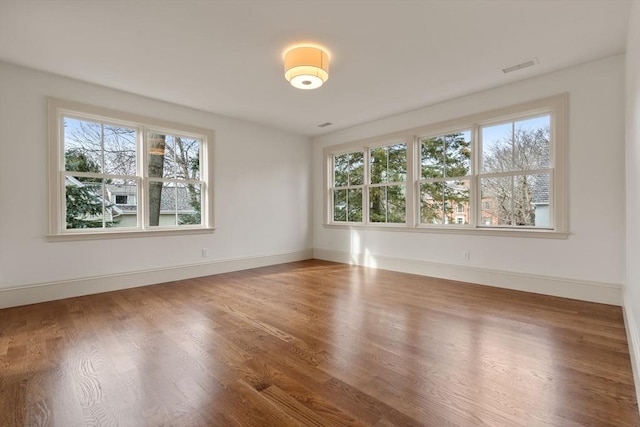 unfurnished room with wood-type flooring and a wealth of natural light