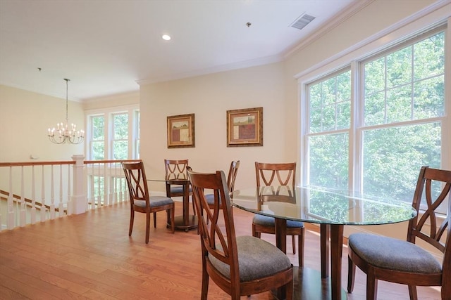 116 Spring Mdw Unit 116, Hanover, MA 02339 - dining space featuring a chandelier, ornamental molding, light wood-style floors, and recessed lighting