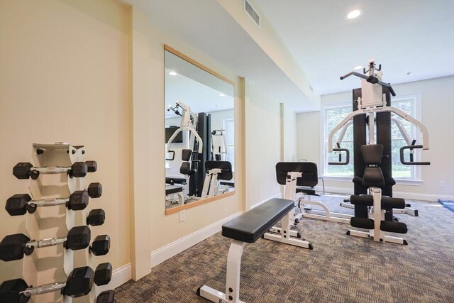 116 Spring Mdw Unit 116, Hanover, MA 02339 - exercise area featuring carpet, baseboards, and recessed lighting