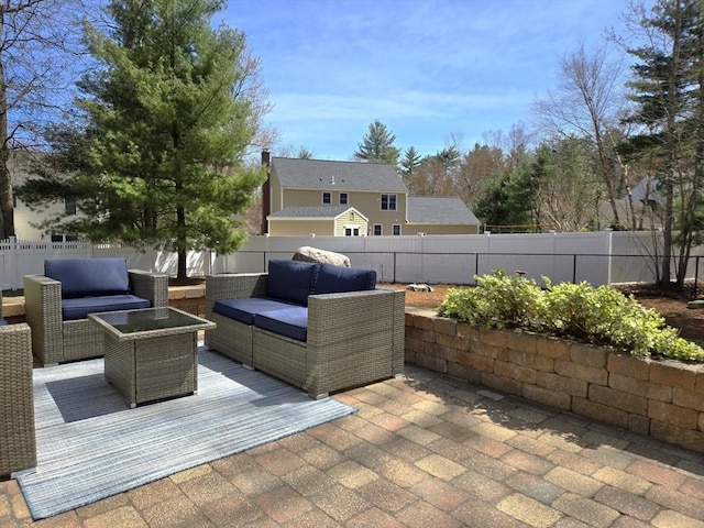 view of patio / terrace with outdoor lounge area and a fenced backyard