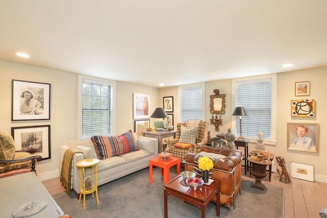 living room with hardwood / wood-style floors