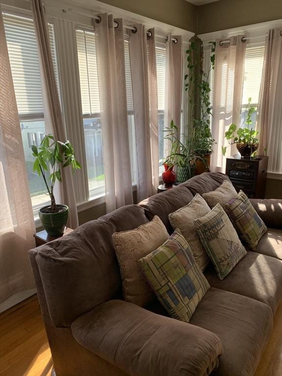 living area with wood finished floors