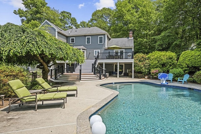 5 John Matthew Rd, Hopkinton, MA 01748 - outdoor pool featuring stairway, a deck, and a patio area