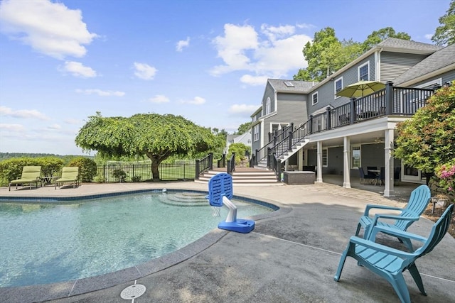 5 John Matthew Rd, Hopkinton, MA 01748 - swimming pool featuring stairs, a patio, and a wooden deck