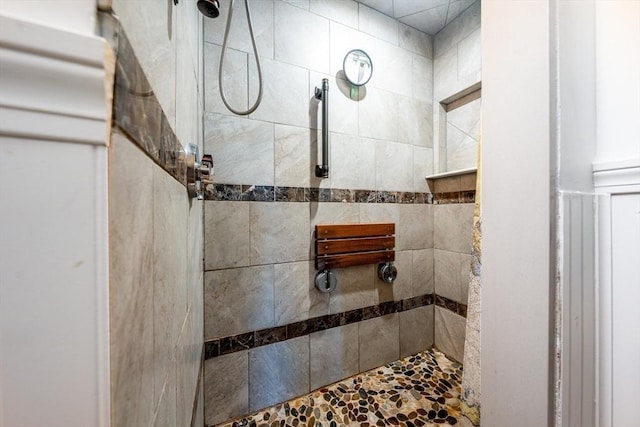 bathroom featuring a stall shower