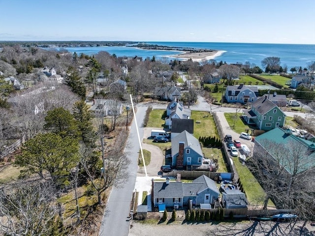 aerial view with a water view and a residential view