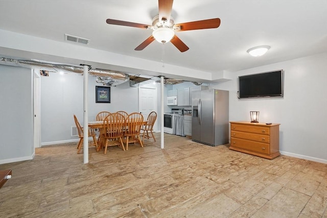 3 Birch Ave, East Longmeadow, MA 01028 - dining space with ceiling fan and baseboards