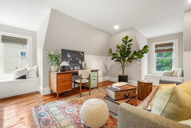 97 Manet Rd, Newton, MA 02467 - office space with vaulted ceiling, wood finished floors, and baseboards